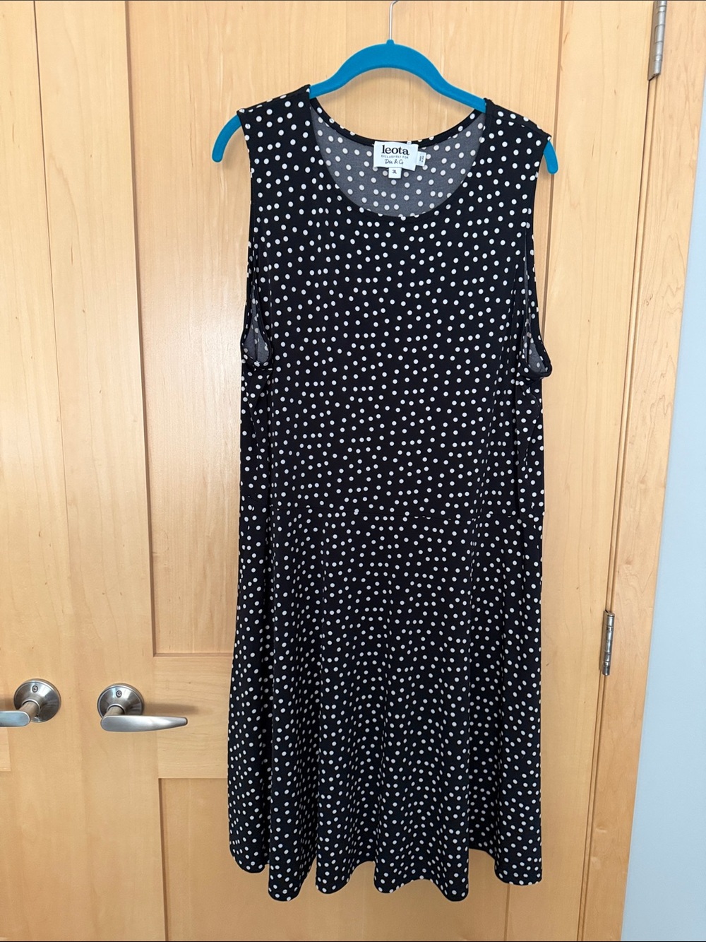 Leota Black with White Polka Dot Sleeveless Midi Dress
